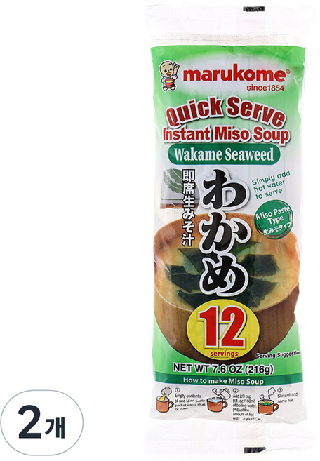 마루코메 인스턴트 미소 스프 와카메 즉석국, 216g, 2개