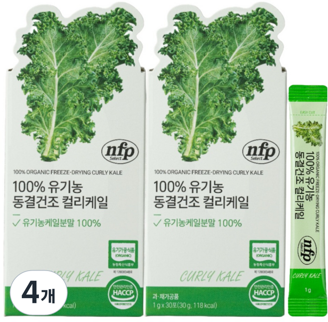 NFP 100% 有機冷凍乾燥羽衣甘藍粉末條 30入, 4個, 30g