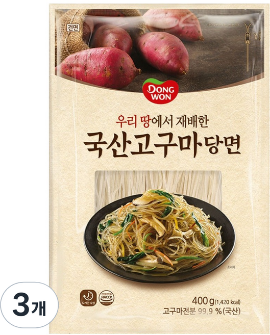 동원 국산 고구마 당면, 400g, 3개