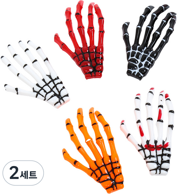 P&B UNITY 手骨髮夾5件組, 白色 + 血色 + 橘色 + 紅色 + 黑色, 2套