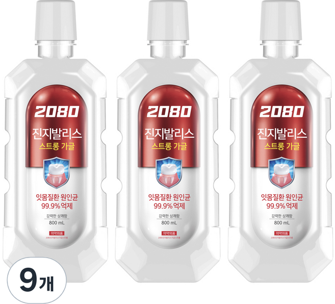 2080 진지발리스 스트롱 가글, 800ml, 9개