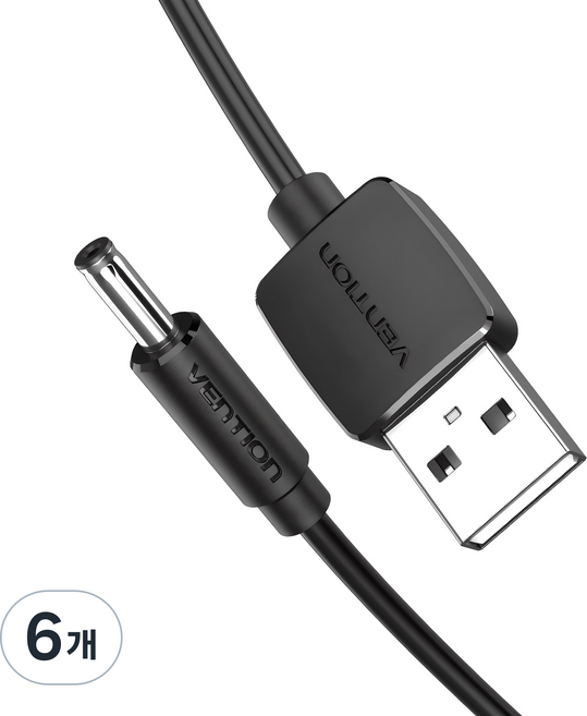 VEnTIOn 威迅 USB A-DC 3.5mm 充電線 CEX, 黑色, 1m, 6個