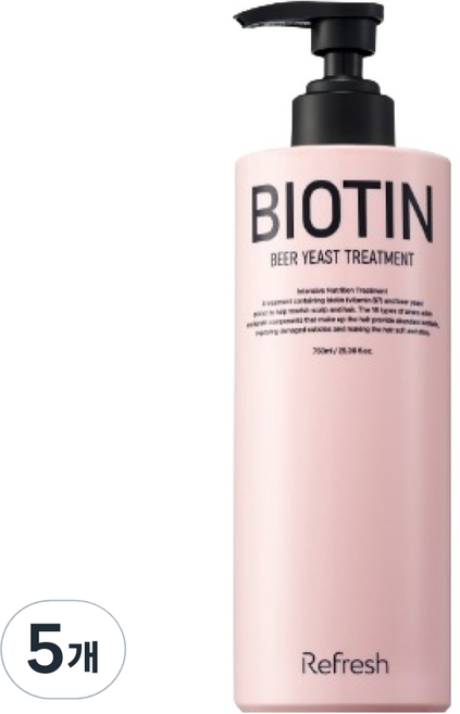 리프레쉬 비오틴 맥주 효모 트리트먼트, 5개, 750ml