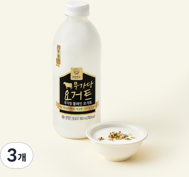강훈목장 무가당 수제요거트, 3개, 1개입, 1L