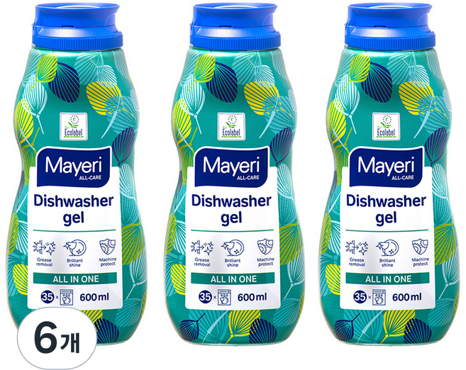 마이에리 올케어 식기 세척기 겔 세제 올인원, 600ml, 6개