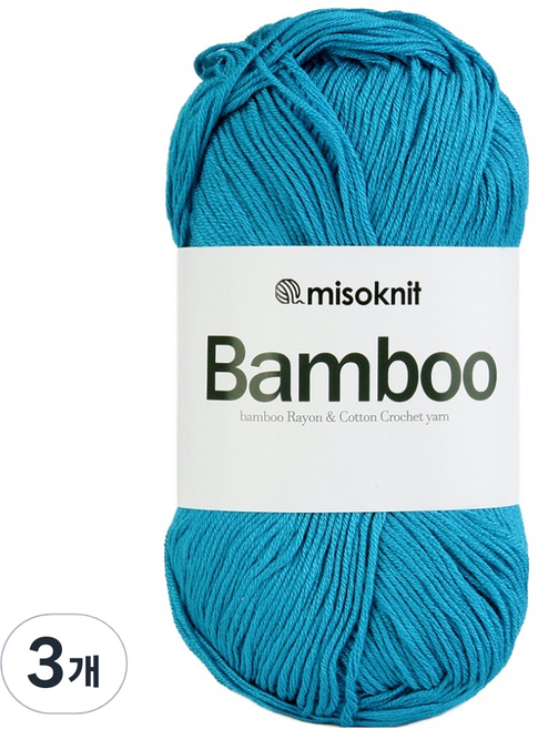 미소털실 부드러운 레이온 뜨개 밤부실 50g, 3개, 14 터콰이즈 블루