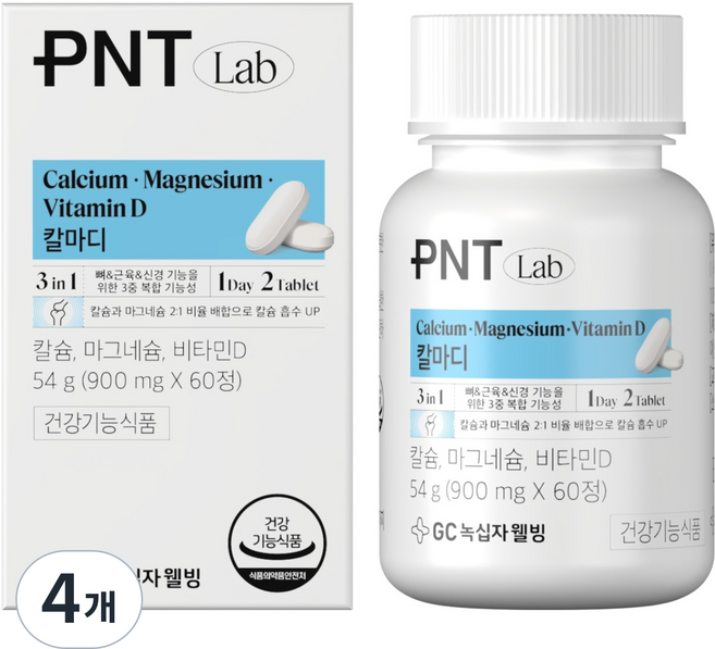 피엔티 GC녹십자웰빙 칼슘 마그네슘 비타민D, 60정, 4개