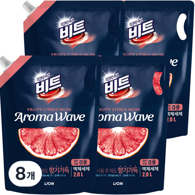 Beat Aroma Wave 柑橘液體洗衣精補充包, 8個, 2L