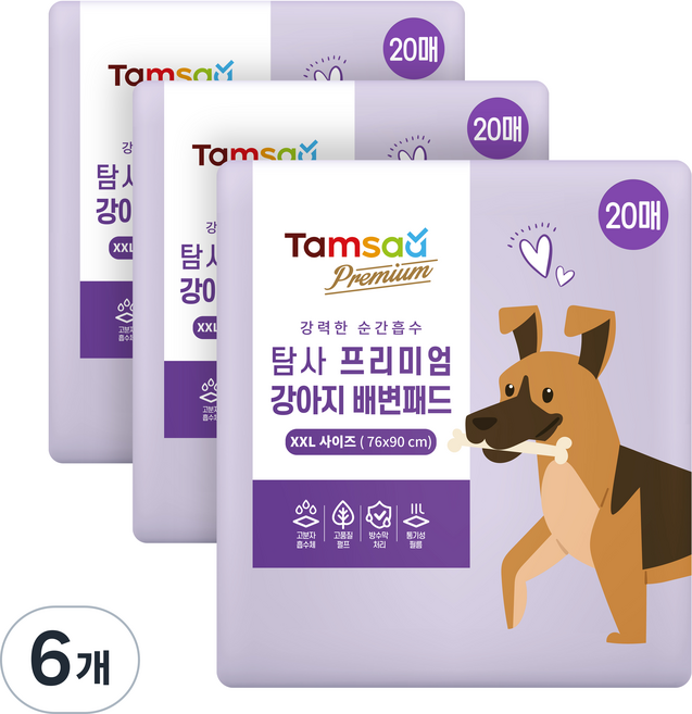 탐사 프리미엄 강력흡수 배변패드 라벤더향, 20개입, 6개