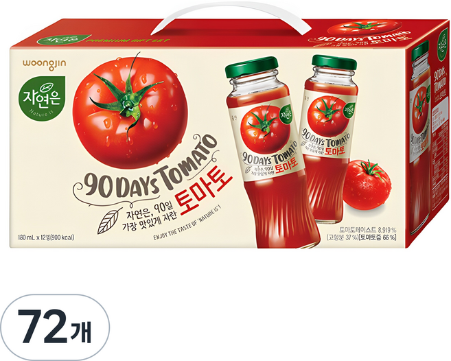 자연은 90일 토마토, 180ml, 72개