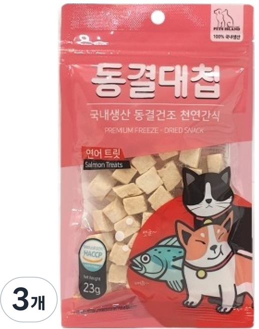 펫츠아일랜드 강아지 고양이 동결대첩 동결건조 간식, 23g, 3개, 연어
