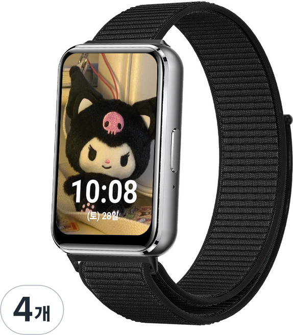 누아트 갤럭시핏3 나일론 스포츠루프 스트랩, 블랙, 4개