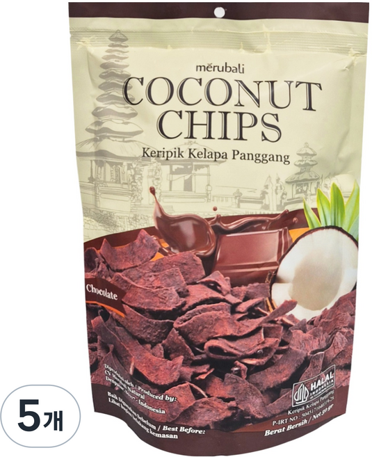 메루발리 코코넛 칩스 초코맛, 50g, 5개