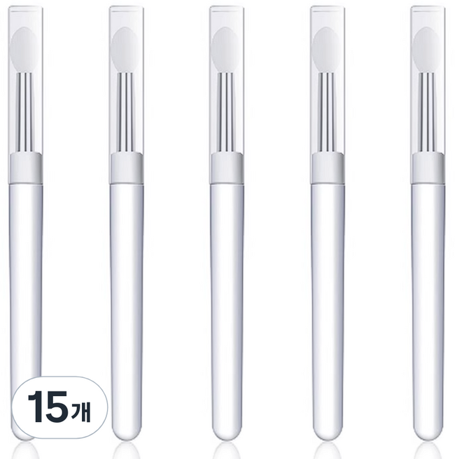 무아누 실리콘 립 앤 아이 핑거팁 브러쉬, 15개, 화이트
