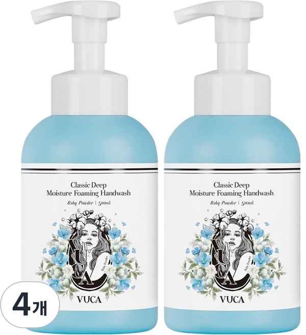 뷰카 클래식 딥모이스처 포밍 핸드워시 베이비파우더향, 510ml, 4개