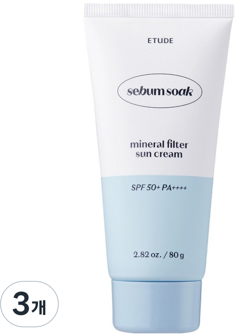 ETUDE 控油物理性防曬霜 80ml SPF50+ PA++++, 80g, 3個