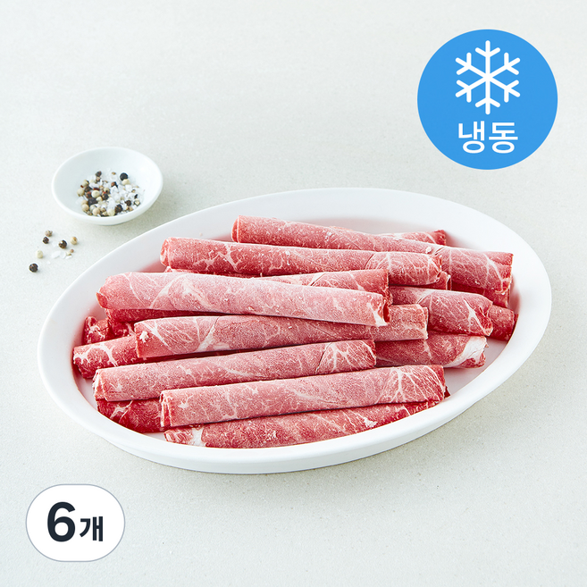 건화한우다 1+등급 정육 샤브샤브용 (냉동), 6개, 300g