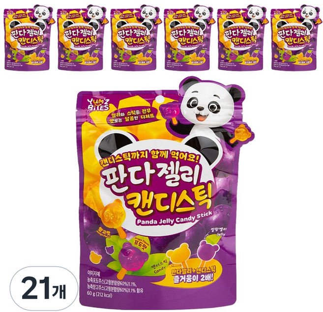판다 젤리 캔디스틱, 21개, 60g