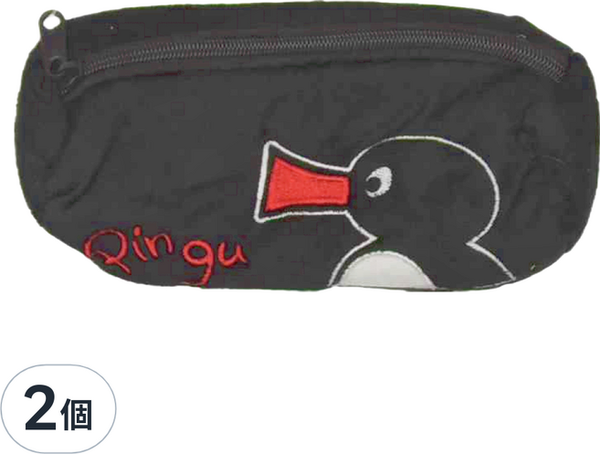 Pingu 企鵝家族 絨毛圓型筆袋, 2個, 黑色