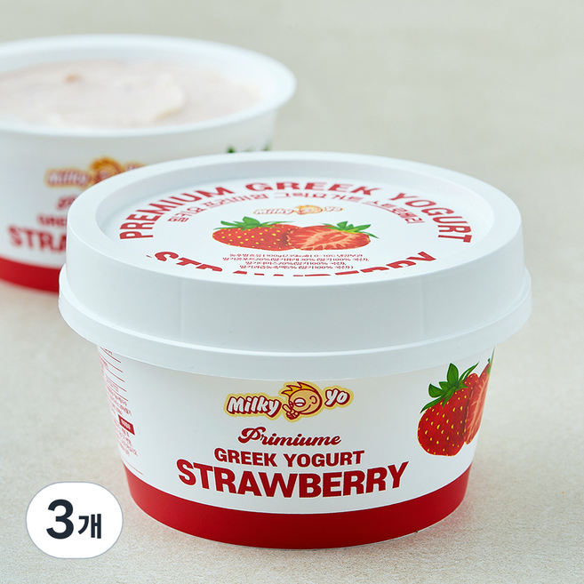 밀키요 프리미엄 그릭요거트 스트로베리, 100g, 3개