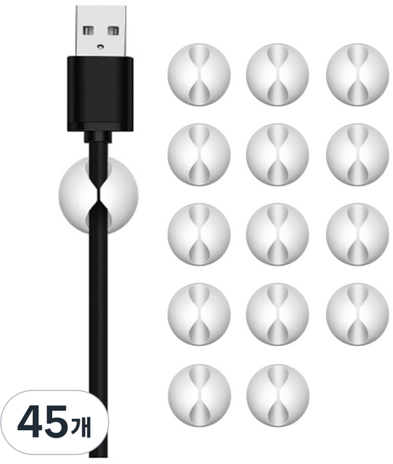 리브리카 무타공 접착 케이블 선 고정 정리 홀더, 화이트, 45개