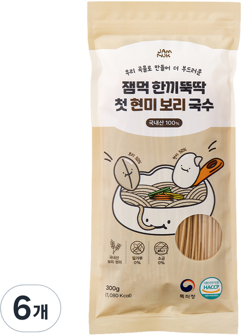 잼먹 한끼뚝딱 첫 현미 보리 아기국수, 300g, 6개