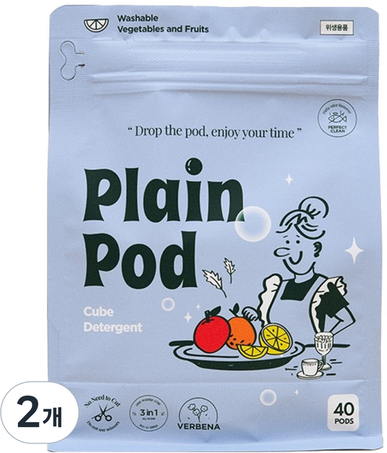 플레인팟 식기세척기 큐브 세제 40p, 400g, 2개