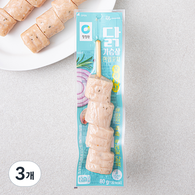 청정원 닭가슴살 한입꼬치 오리지날, 80g, 1개입, 3개