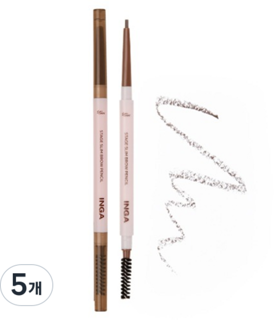 INGA Cosmetics STAGE 1mm 纖細眉筆 0.03g, 01 深棕色, 5個