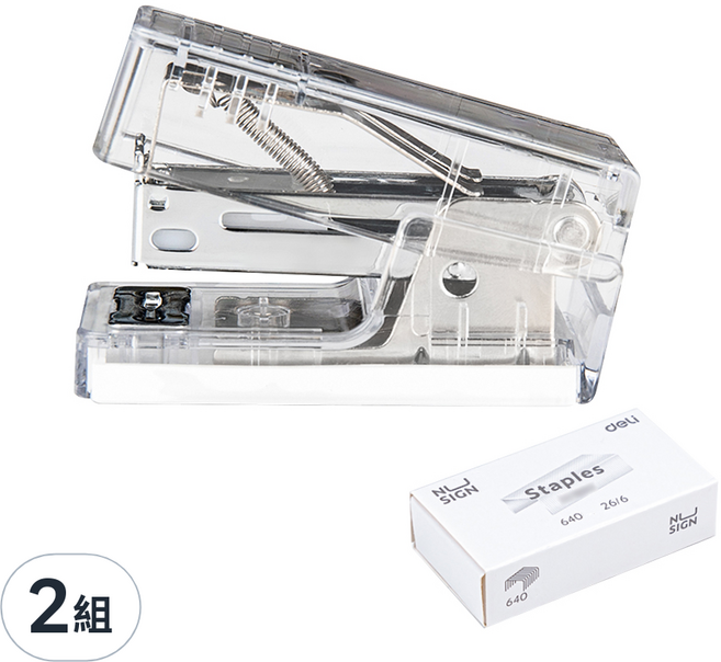 NUSIGN 紐賽 透明迷你釘書機 + 33號釘書針組 透明白 1組, 2組, 透明白色