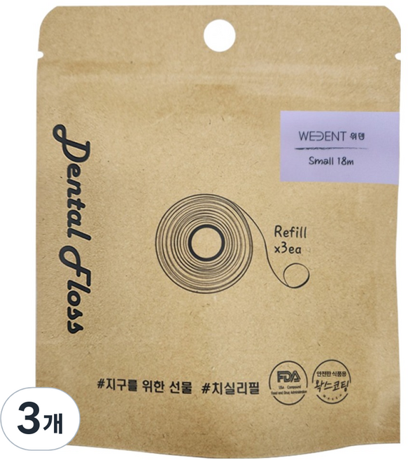 위덴 치실 가는실 리필, 18m, 3개입, 3개