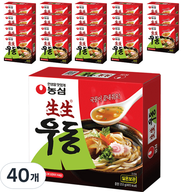 생생우동 봉지, 253g, 40개