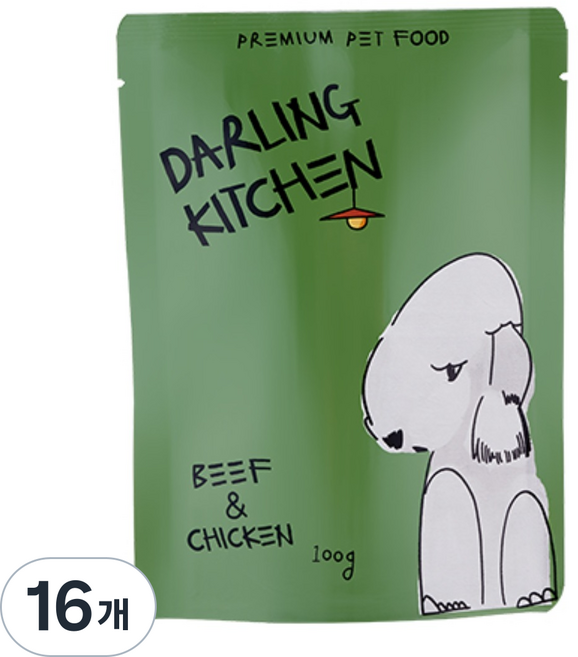달링키친 전연령 강아지 화식사료, 닭+소, 16개, 100g