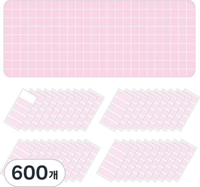 방수 리무버블 라벨지 견출지 네임스티커 체크핑크, 600개, 1개입