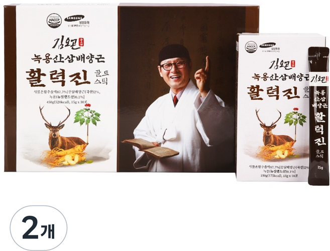 김오곤 녹용산삼배양근 활력진 골드스틱 30p, 2개, 450g