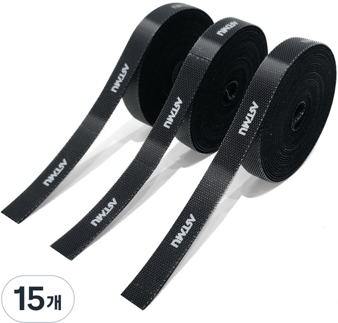아트뮤 뜯어 쓰는 이지 컷 벨크로 케이블 타이 3m 블랙, 15개