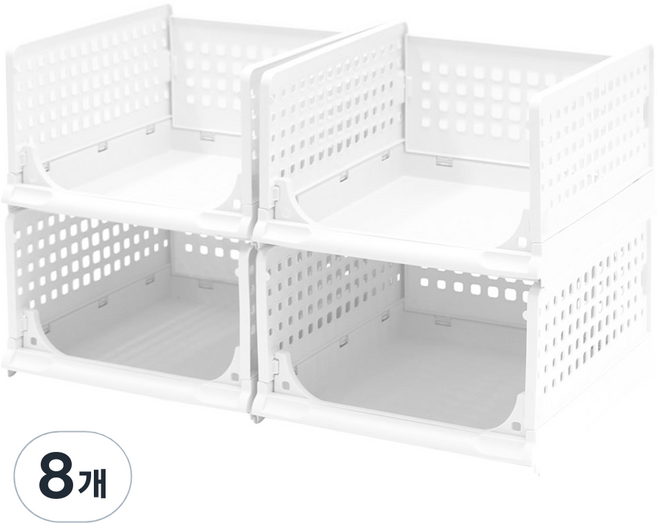 코멧 슬라이딩 리빙박스 대형, 화이트, 8개