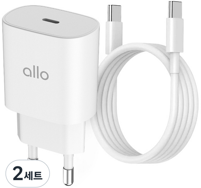 allo 緊湊型 PD PPS Type-C 超高速充電器 25W UC125PPS + 1.5m 高速充電線組, 白色, 2套