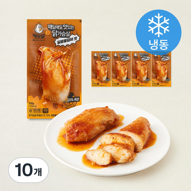 매맛닭 매일매일 맛있는 소스 닭가슴살 달콤불갈비 (냉동), 100g, 10개, 1개입