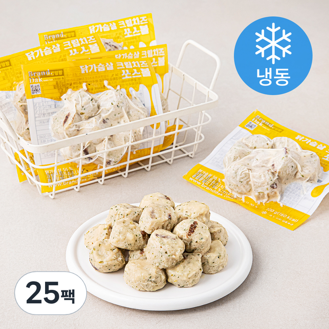 브랜드닭 닭가슴살 쏘스볼 크림치즈 (냉동), 100g, 1개입, 25개