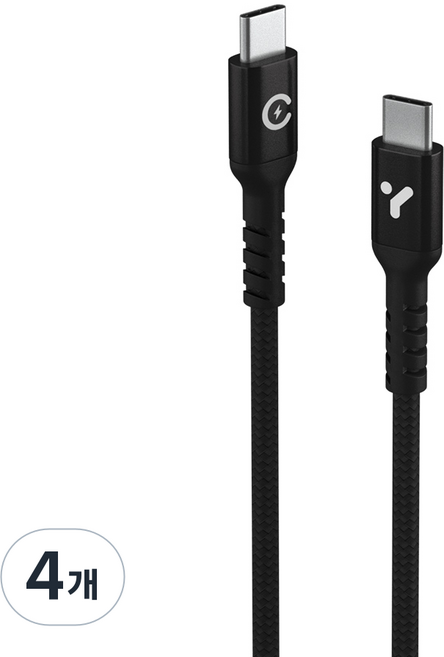 Yoitch WakeQ1 iPhone Galaxy 100W USB C to C 高速充電線, 黑色, 4個, 100cm