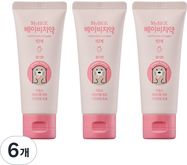 마이비 베이비치약 1단계 딸기향, 50g, 6개