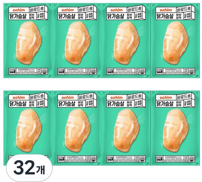 바로드숑 아침 맛있는 실온보관 닭가슴살 허브갈릭, 100g, 32개