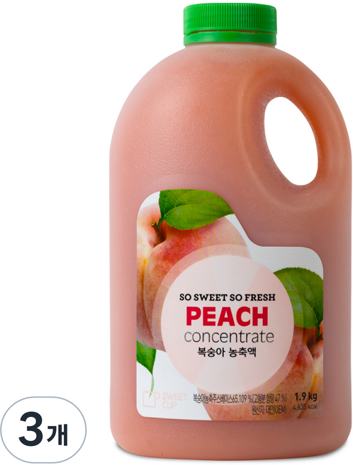 스위트컵 복숭아 농축액, 1.9kg, 3개