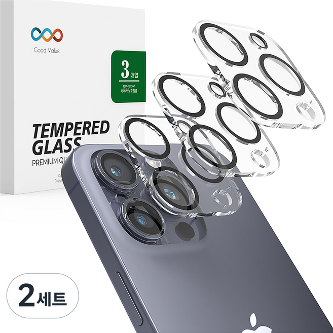 GoodValue 防眩光相機鏡頭鋼化玻璃保護膜 3入組, 2套
