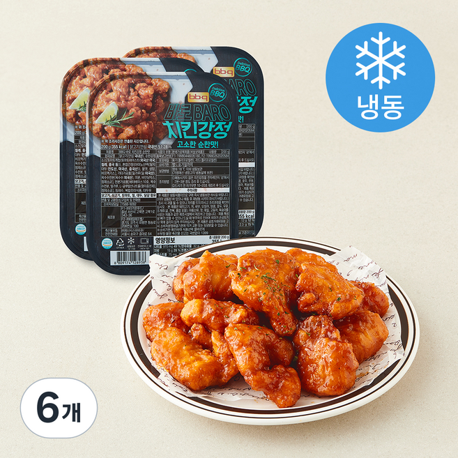 비비큐 바로치킨 강정 순한맛 (냉동), 200g, 6개