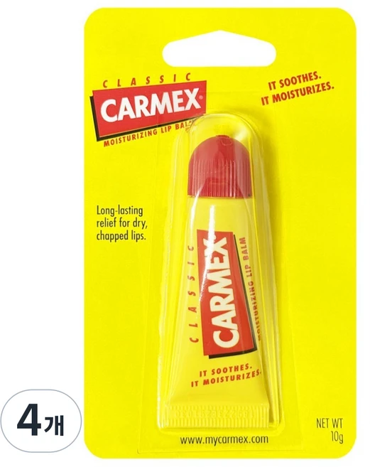 카멕스 모이스처라이징 클래식 튜브 립밤, 10g, 4개 - 쿠팡