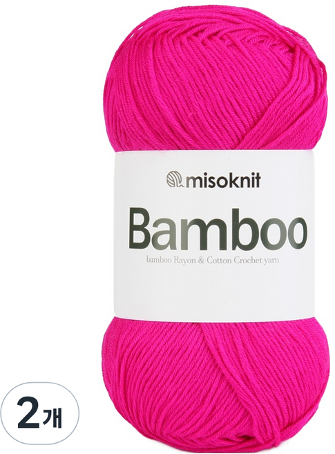 미소털실 부드러운 레이온 뜨개 밤부실 50g, 2개, 07 마젠타핑크