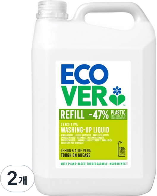 에코버 주방세제 레몬 알로에, 5L, 2개