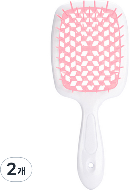리빙홈디테일 볼륨 헤어브러쉬, 화이트핸들 + 핑크, 2개